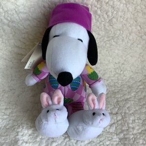 Whitmans Peanuts Plush Snoopy Dog Bunny Slippers Pjs Stuffed Animal Toy w Tags
